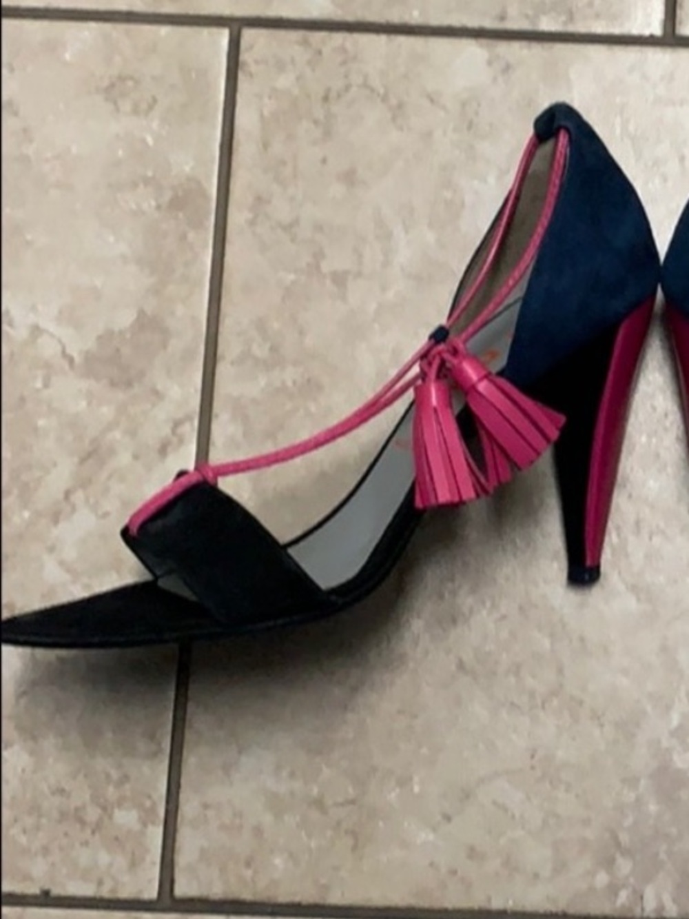 Women's Miu Miu Blue ,Black and Pink High Heels Suede+Lather Made Italy